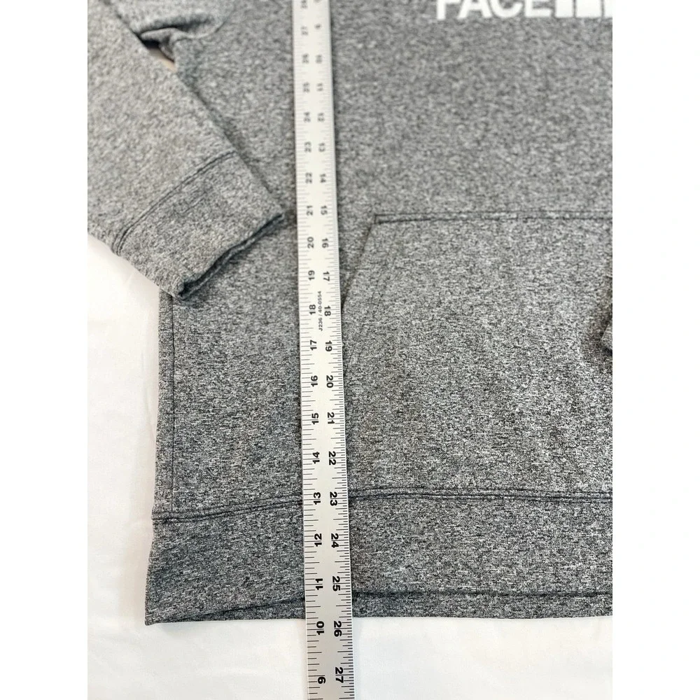 North Face Mens Pullover Hoodie Medium Bold Half Dome White Logo front and back